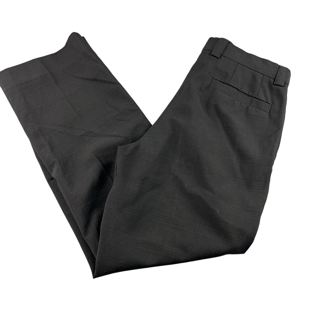 VERSACE COLLECTION Black Plaid Dress Pants Flat Front Wool Blend Mens 48 (32x28)